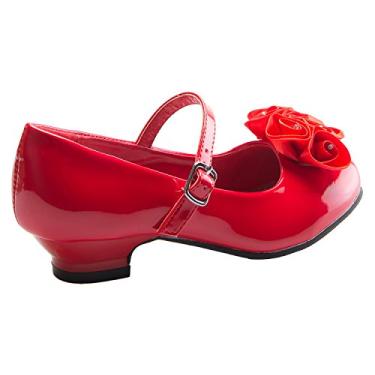 Imagem de Sapato Mary Jane DressForLess com lindo couro enrolado de cetim, Vermelho, 8 Toddler