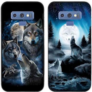 Imagem de 2 peças Moon Wolf Group Capa de telefone traseira impressa TPU gel silicone para Samsung Galaxy (Galaxy Note 9)