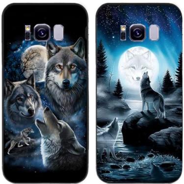 Imagem de 2 peças Moon Wolf Group Capa de telefone traseira de silicone em gel TPU impresso para Samsung Galaxy (Galaxy S8 Plus / S8+)
