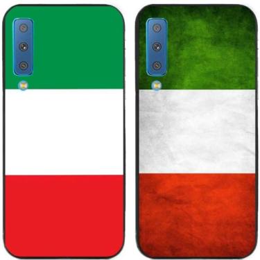 Imagem de 2 peças retrô bandeira da Itália impressa TPU gel silicone capa de telefone traseira para Samsung Galaxy (Galaxy A7 2018)