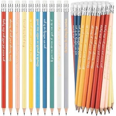 Imagem de Vakuny 60 lápis motivacionais inspiradores a granel - lápis de incentivo com mensagens positivas para crianças - lápis divertidos com borracha para crianças a granel para crianças estudante professor sala de aula escritório