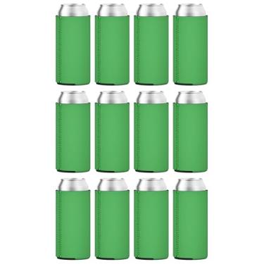 Imagem de TahoeBay 6 Slim Can Sleeves - Coolers de cerveja de neoprene em branco - Compatível com RedBull de 340 ml, Michelob Ultra, Seltzer de garra branca, Kelly Green, 12oz, 12