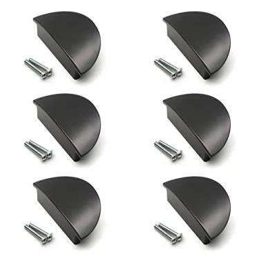 Imagem de Puxadores de armário pretos, puxador de meia lua Autuwintor de 6,3 cm de espaçamento de centro a centro (comprimento de 8,9 cm) puxadores de armário de cozinha com parafusos, puxadores de semicírculo nas bordas do armário, alças de copos, pacote com 6