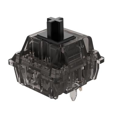 Imagem de DUROCK Interruptores de teclado linear, haste preta L7 interruptor linear 62 g, banhado a ouro mola suave transparente preto shell 5 pinos interruptores para teclado mecânico (interruptor preto L7 62 g, 70 peças)