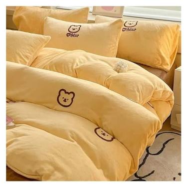 Imagem de Jogo de cama de veludo de leite de cor sólida, 3 peças, lençol de cama dupla face de veludo grosso e grande, lençol de cama (6 solteiros)