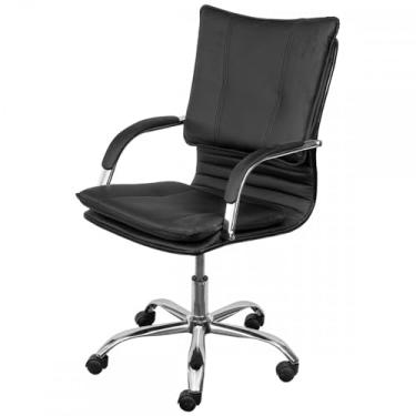 Imagem de Cadeira Office Denver Baixa Preta com base Rodízio Cromada