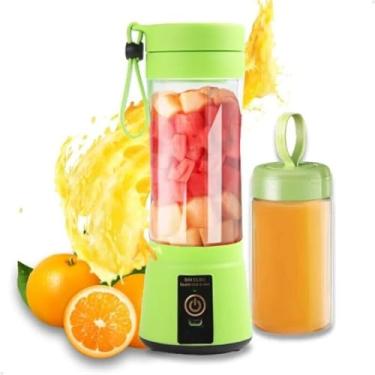Imagem de Mini Liquidificador Portátil Mixer Juice Garrafa Cabo USB 4 Lâminas Shake Coqueteleira Elétrica Sem Fio Lorben (Verde)
