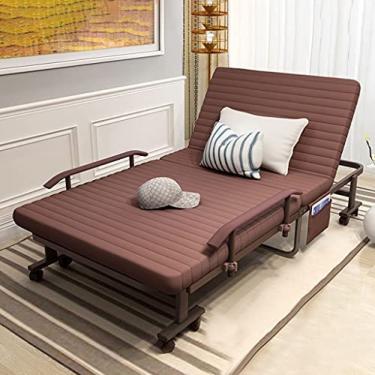 Imagem de Cama dobrável Cama dobrável portátil Camas de hóspedes com colchão, cama dobrável com rodas, encosto com ajuste de 6 velocidades, colchão de espuma de alta resiliência + estrutura de aço,Ma
