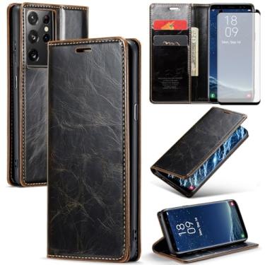 Imagem de Asuwish Capa de telefone para Samsung Galaxy S8 Plus capa carteira de vidro temperado protetor de tela flip porta-cartão de crédito com suporte para celular S8plus S 8 8plus 8S Edge S8+ SM-G955U
