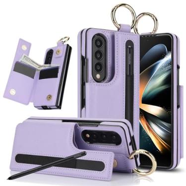 Imagem de Asuwish Capa de telefone para Samsung Galaxy Z Fold 3 5G 2021 capa carteira com slot S Pen SPen suporte para cartão de crédito suporte fino robusto celular flip acessórios ZFold3 Z3 Fold3 3Z ZFold35G