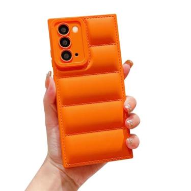 Imagem de Yueyoer Capa acolchoada para Samsung Galaxy Note 20, capa protetora 3D, toque macio, moderno, confortável, de pelúcia, jaqueta para meninas e mulheres [alta proteção antiarranhões] (laranja)