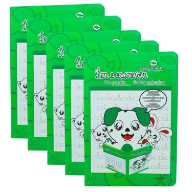 Imagem de Kit 5 caderno brochurão 60 folhas verde 31x21x1cm