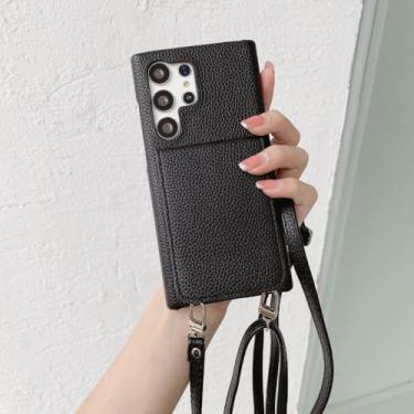 Imagem de Capa de telefone de couro crossbody para Samsung Galaxy S23 S21 FE S24 Ultra S22 Plus A54 A34 A14 A24 A35 A55 A15 A25 M54 Capa carteira, preta, para Galaxy A15