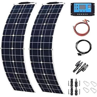 Imagem de 400W 600W 800W 1200W 18V Painel solar flexível, kit de módulo de painel solar portátil, com controlador 40A, carregador de bateria solar dobrável monocristalino para trailer doméstico, barco