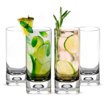 Imagem de LEMONSODA Copos Highball Collins com base de bolhas de cristal premium - Conjunto de 113 a 340 g - Base de bolha de fundo pesado totalmente selada - Ótimo para água, suco, cerveja, coquetéis e muito