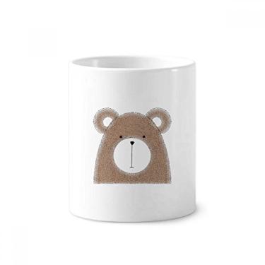 Imagem de Simplicity Style – Suporte para caneta de escova de dentes de animal com ursinho gordo, copo de cerâmica branco, 355 ml