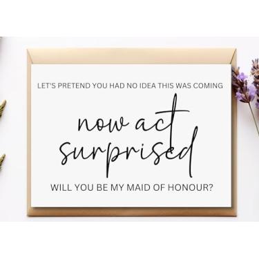 Imagem de TEEMI - Cartão Will You Be My Maid of Honor, Cartão de Casamento para Dama de Honra, Cartão de Proposta de Casamento para Maid of Honor, Now Act Surprised Cartão de Proposta de Casamento