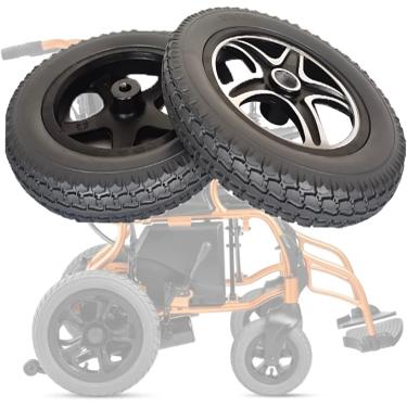 Imagem de Keyway 6mm, modelo 12 1/2x2 1/4 12 polegadas acessório de roda traseira de cadeira de rodas elétrica, roda de substituição de cadeira de rodas, pneu pu sólido, cubo de roda de liga de alumín