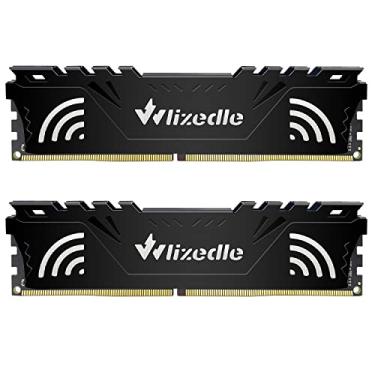 Imagem de Wlizedle Kit DDR4 RAM 16GB (2x8GB) 3200MHz XMP 2.0 CL16 U-DIMM Desktop Memory PC4-25600 288-Pin 1.35V 1Rx8 Non-ECC Unbuffered PC Computer Sdram Sticks Module Upgrade, preto