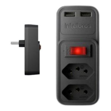 Imagem de Adaptador Carregador  2 Tomada 2 Usb Dupla Eac 202 Parede - INTELBRAS