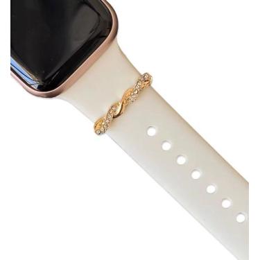 Imagem de Charm Anel Strass Aço Compatível com Pulseiras Apple Watch - Baú do Vi