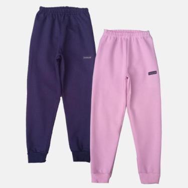 Imagem de Kit 2 Calças jogger Moletom Manabana Flanelado Infantil unisex Camufla