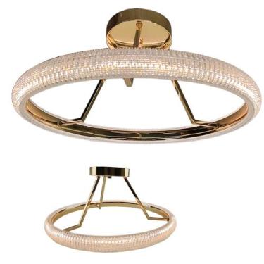 Imagem de Luminaria Anel Cristal 3 em 1 Led Lustre Pendente Arco Perfil Infinito