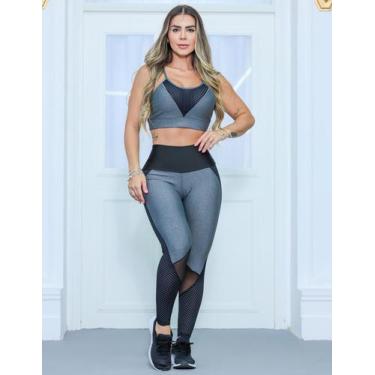 Imagem de Conjunto Feminino Fitness com Calça Legging e Top com Bojo Removível -