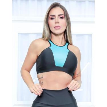 Imagem de Top Sem Bojo Feminino para Academia com Recortes em Tela e Cirrê - Car