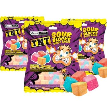 Imagem de Bala de Goma TNT Sour Blocks Cubos Ácidos contendo 3 Unidades 70g - Ri
