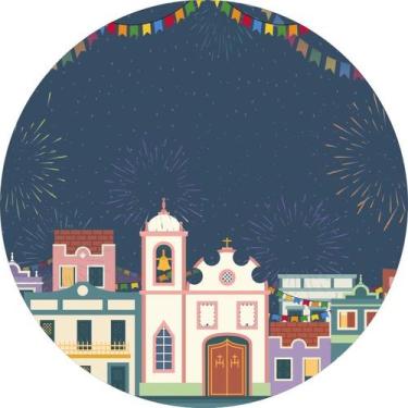Imagem de Painel de Lona Redondo Festa Junina Cenário Arraiá Noite de São João -