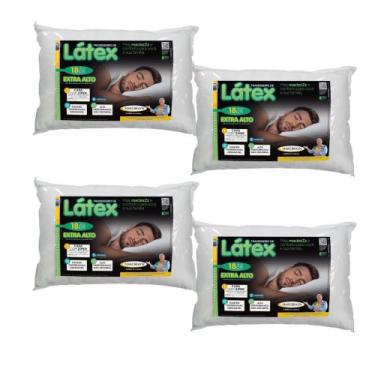 Imagem de Kit com 4 Travesseiros Extra Alto Látex - Com Capa Removível - MarcBya