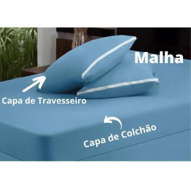Imagem de Kit 1 Capa Colchão Casal BOX 30 Cm Altura Com 2 Capas De Travesseiros 