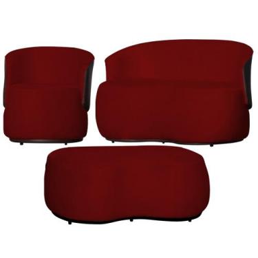 Imagem de Kit 1 Poltrona 1 Namoradeira e 1 Puff Grande Suede Estilo Orgânico Bea