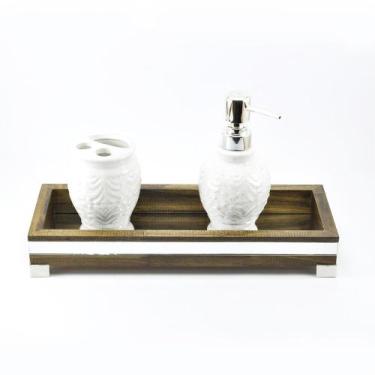 Imagem de Bandeja -SLIM LUXO- Lavabo Banheiro Espelhada Pés metal Madeira cor Ma