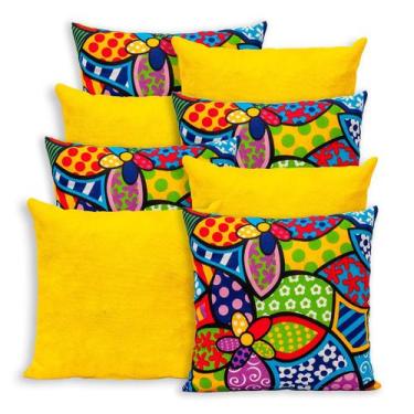 Imagem de Kit 8 Capas de Almofada 40x40 Lisa e Estampada com Zíper Gorgurinho - 