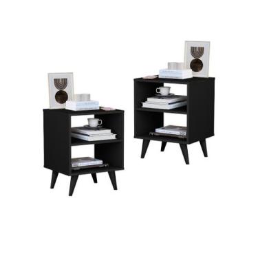 Imagem de Kit 2 Mesa De Cabeceira Encanto Quarto Modelo Retrô - E-NOVA MÓVEIS, P