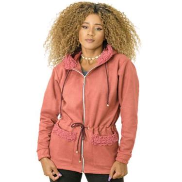 Imagem de Jaqueta Parka Suede Feminina Catwalk Hibisco, Salmão, M