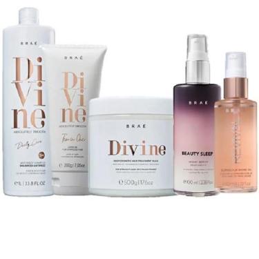 Imagem de Brae Divine Shampoo 1L Mascara 500g Leave in 200g Revival Shine Oil 60