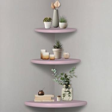 Imagem de KIAGA, Kit Prateleira de Canto de Parede Colorido em Mdf Laqueado Cor:Rosa Chá;Tamanho:ÚNICO