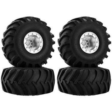 Imagem de GLOBACT Aluminum Monster Truck RC Wheel Tires 68 * 33mm for 1/24 AXIAL SCX24 FMS FCX24 RC Crawler Car Upgrade Accessories (4Pcs Silver)