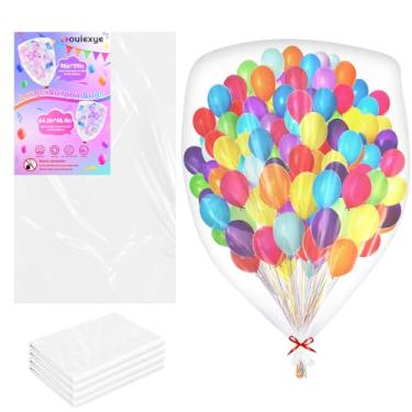 Imagem de Bouiexye 4Pcs 98 x 59 inch Large Balloon Bags for Transport, Clear Balloon Drop Bag Big Plastic Balloon Storage Carrying Bag for Wedding Birthday Baby Showers Celebration Party Supplies