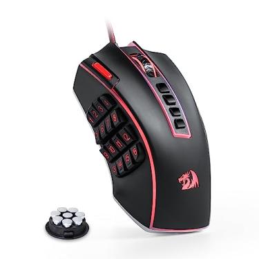 Imagem de Redragon Mouse para jogos M990 MMO, mouse gamer RGB com fio de alta precisão 32000 DPI com 23 botões programáveis, 16 teclas macro laterais, suporte de software, base de alumínio
