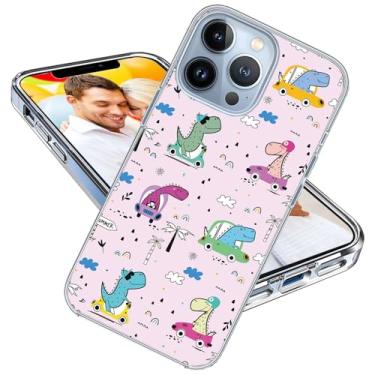 Imagem de ARTIOSIT Capa para iPhone 13 Pro Max para meninas mulheres homens, à prova de choque, fina, fina, macia, TPU transparente, capa protetora para iPhone 13 ProMax 6,7, desenho fofo animal dinossauro no