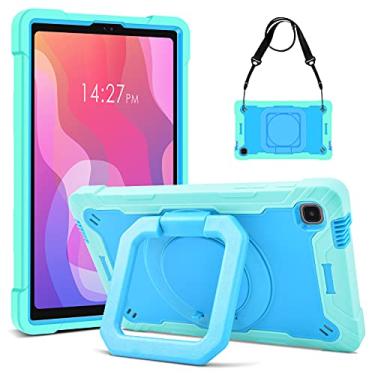 Imagem de DETUOSI Capa compatível com Samsung Tab A7 Lite 22.1 cm versão 2021 -T220/T225, capa protetora à prova de choque para Galaxy Tab A7 Lite 22.1 cm (suporte rotativo de 360°), verde menta e azul