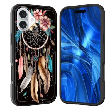 Imagem de JHYYTUJTYP Capa para iPhone 16 Plus, [teste de queda de grau militar] Capa protetora resistente à prova de choque resistente para iPhone 16 Plus 6,7 polegadas 2024, flor apanhadora de sonhos