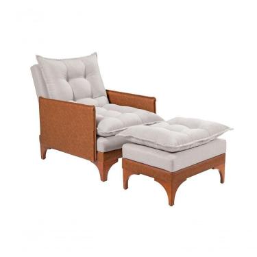 Imagem de Cadeira Poltrona Reclinável Munique Linho-courissímo Palha