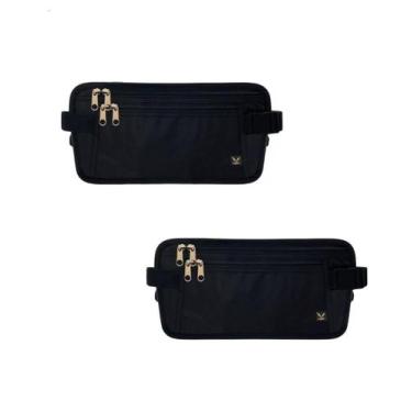 Imagem de Kit 2 Pochete doleira Porta dinheiro Preto elástico Yepp, Preto