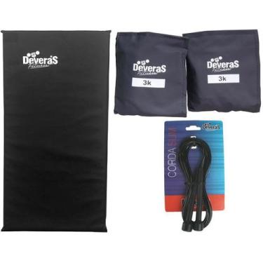 Imagem de Kit caneleira peso 3 kg tornozeleira peso + corda de pular para exercí