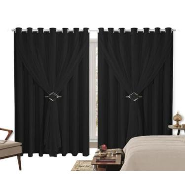 Imagem de Cortina BLackout PVC 3,00m X 2,50m Com Voil Preto - Ibitinga Decora